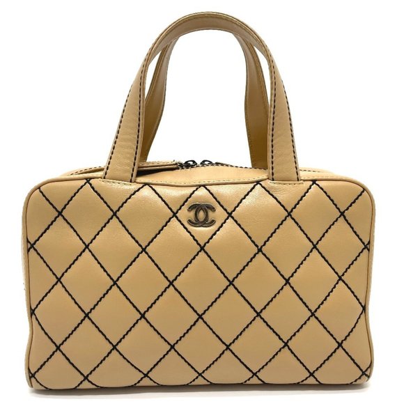 CHANEL Vintage Cream Lambskin Leather Logo Tote Bag - Picture 1 of 13